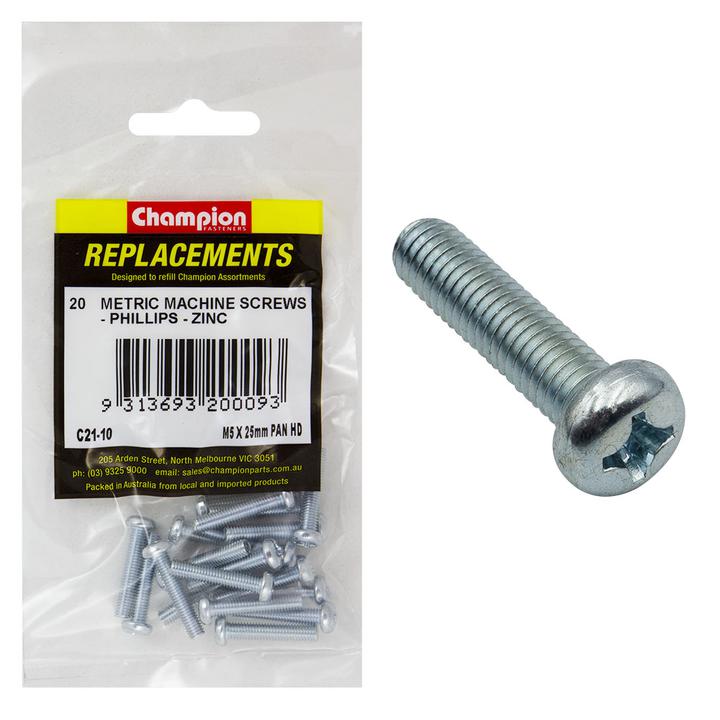 Champion Screw Self Tapp Panhead Phillips M5 x 25mm 20Pk C21-10
