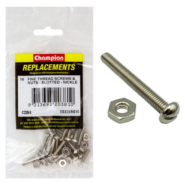 Champion Hex Nut & Screw Set 8/36″ x 3/4″ 36Pk C228-5