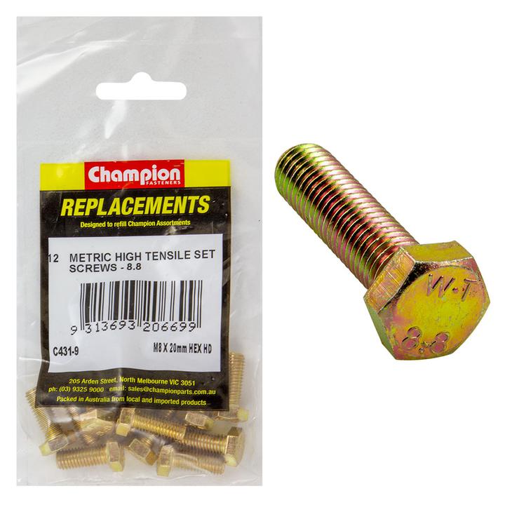Champion Hex Screw Set HT M8 x 20mm 12Pk C431-9