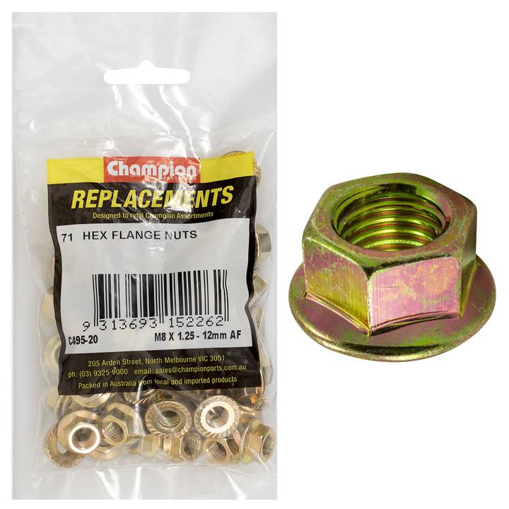 Champion Hex Nut Flange M8 x 1.25mm 71Pk C495-20