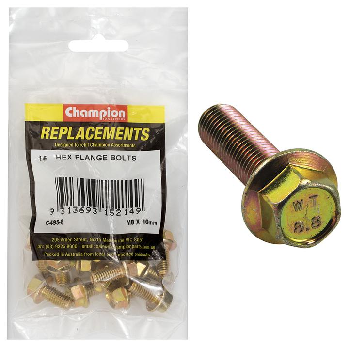 Champion Hex Screw Set Flanged HT M8 x 16mm 15Pk C495-8