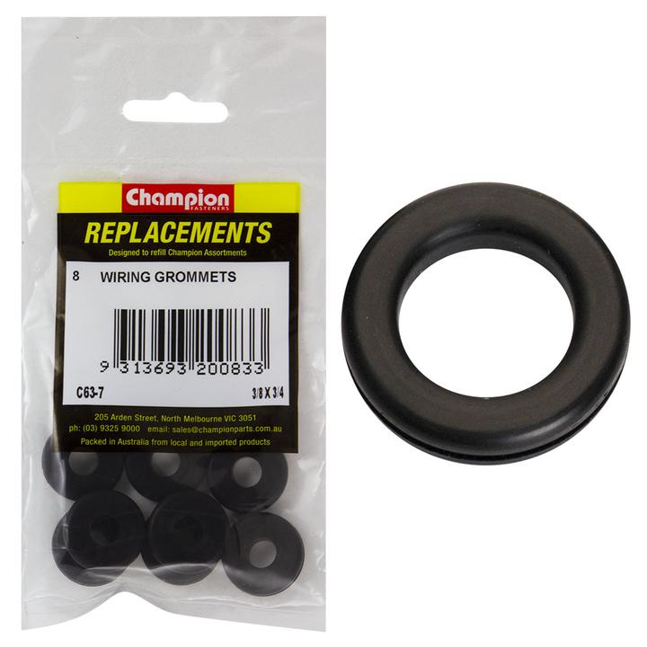 Champion Wire Nitrile Rubber Grommet M10 x 19 x 25mm 8Pk C63-7