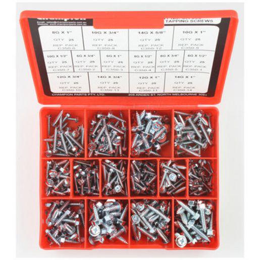Champion Screw Self Tapp Hex Head Assortment Pack Metric 14 Sizes 350Pk CA350