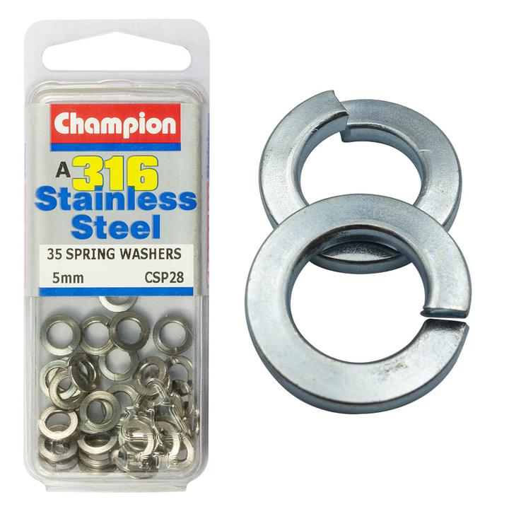 Champion Spring Washer Stainless 5mm 35Pk CSP28