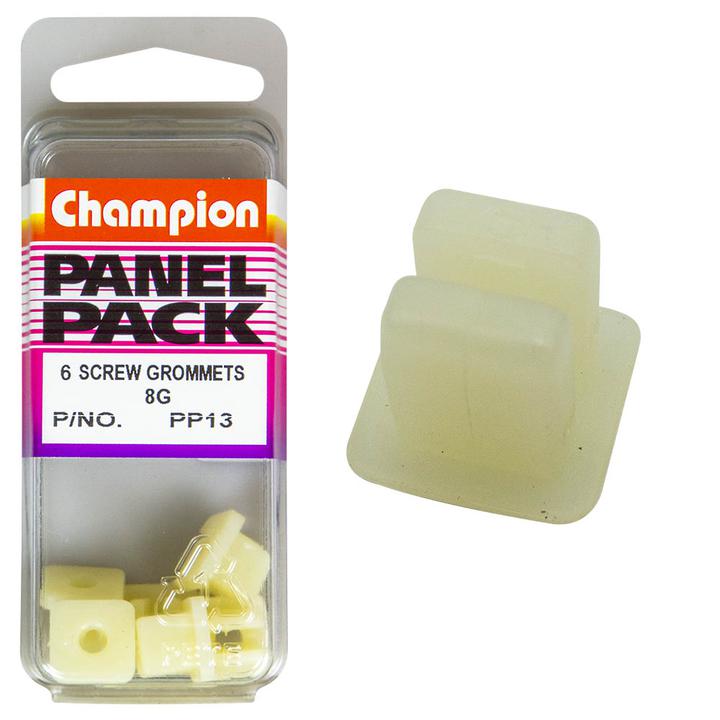 Champion Screw Grommet White 4.2mm Screw Size 8.3×8.3mm Hole 6Pk PP13