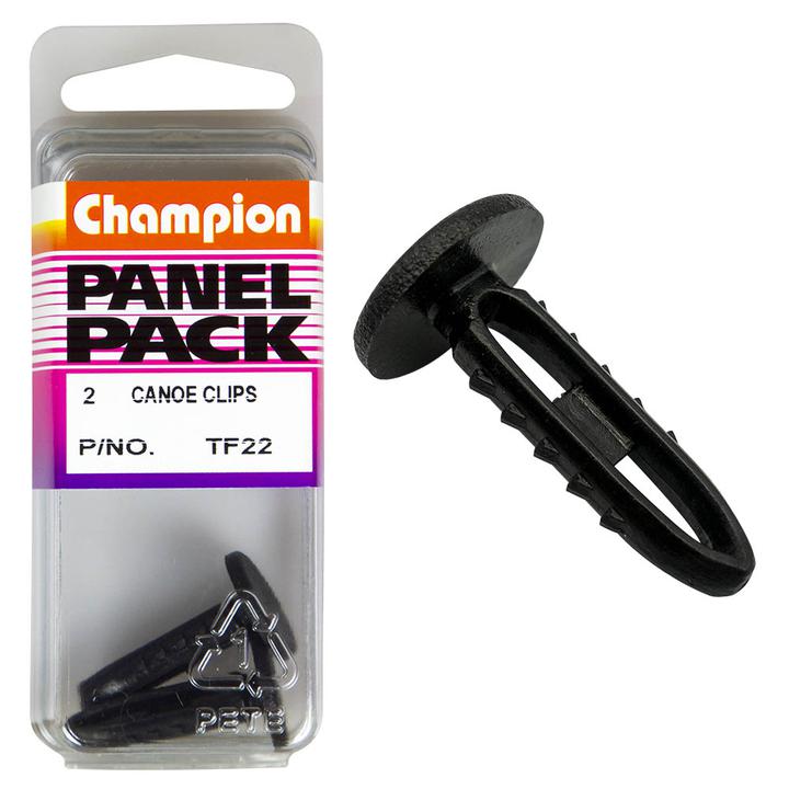 Champion Canoe Clip Black 26.5mm Lens 7.5-7.6mm Hole 11mm Head 2Pk TF22