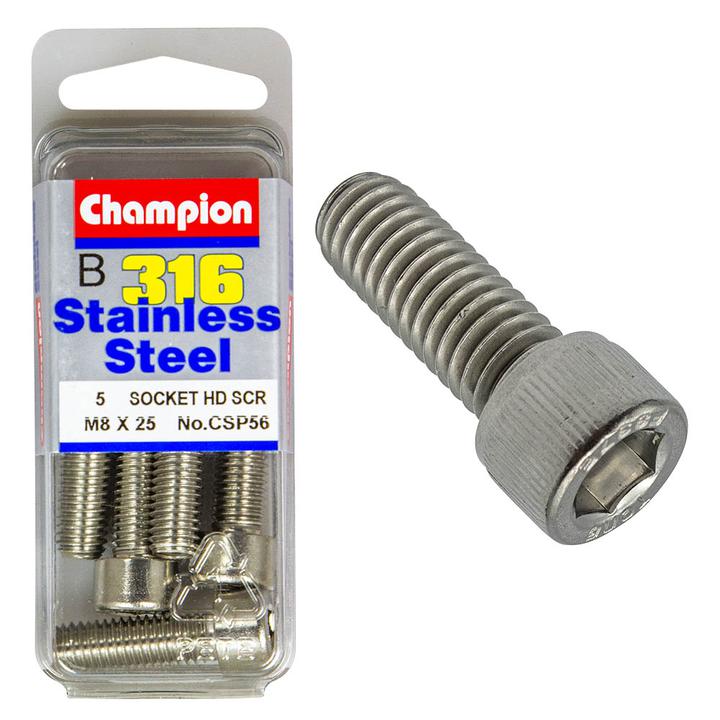 Champion Fasteners Stainless Steel Socket Head Cap M8X25mm Screws CSP56