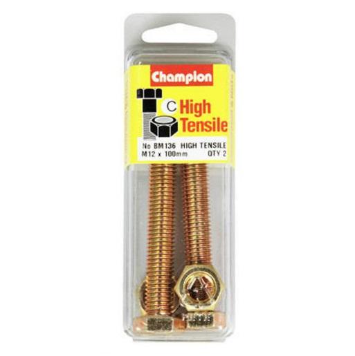 Champion Bolt & Nut Pack Metric M12 x 100mm BM136