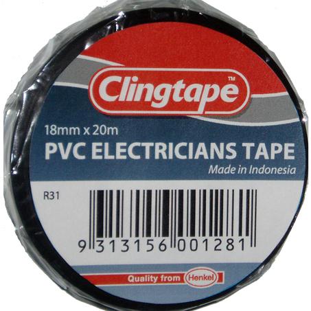 Clingtape PVC Tape 18mmx20m Black R31BK