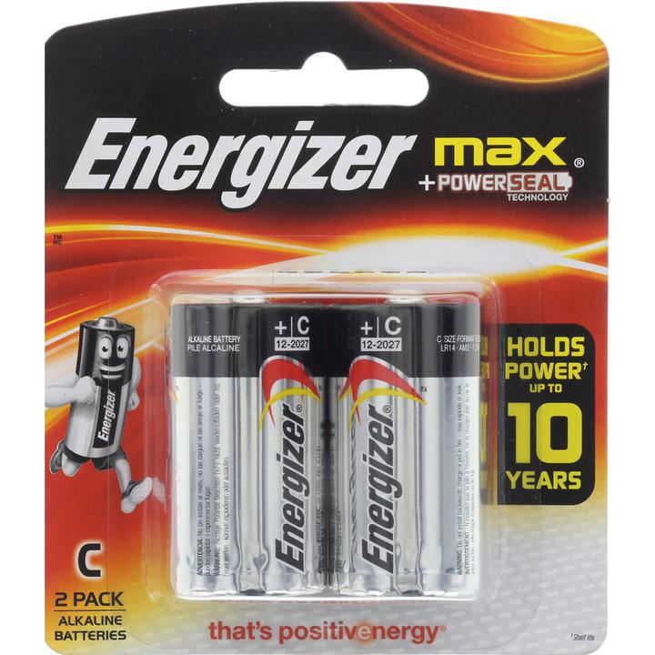 Energizer Max Alkaline C Batteries 1.5V 2 Pack E93BP2T
