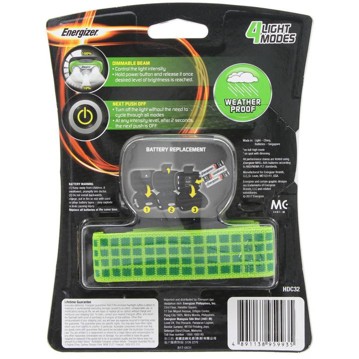 Energizer Vision HD+ Headlamp Torch Multi-Mode 250 Lumens LED HDC32
