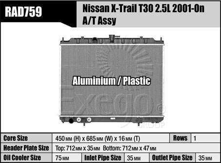 FloKool Radiator (Suits Auto) RAD759