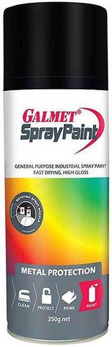 Galmet Fast Dry Enamel Spray Paint Black High-Gloss 350g GSPBLA350