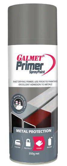 Galmet Fast Dry Primer Spray Paint Grey 350g GSPGPA350