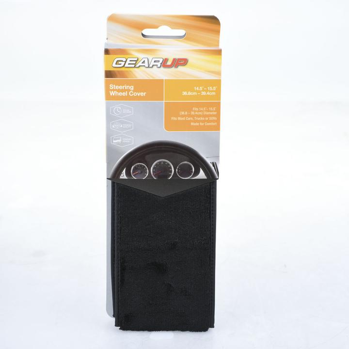 Gearup Steering Wheel Cover 36.8 x 39.4cm - Black Purr GUSWCFLBP