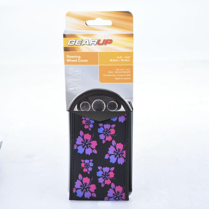 Gearup Steering Wheel Cover 36.8 x 39.4cm - Hibiscus Lilac GUSWCFLHL