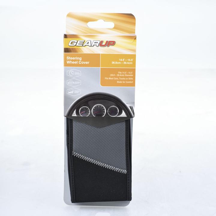 Gearup Steering Wheel Cover 36.8 x 39.4cm - Extreme Wetsuit Black & Grey GUSWCFLWG