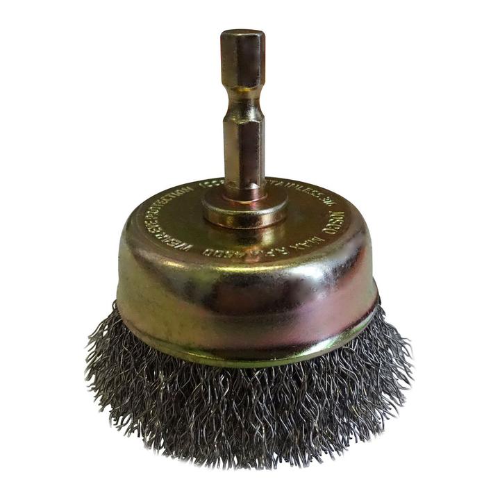 Josco 63mm Stainless Steel Spindle-Mounted Crimped Cup Brush JCC63SS