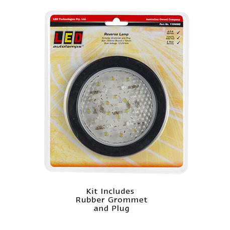 LED Autolamps Reverse Light Round LED w/Rubber Grommet & Plug 12/24V 110WMG