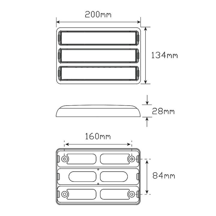 LED Autolamps Stop/Tail/Indicator/Reverse Light 97 LED 12-24V with Black Bracket 200BARWM
