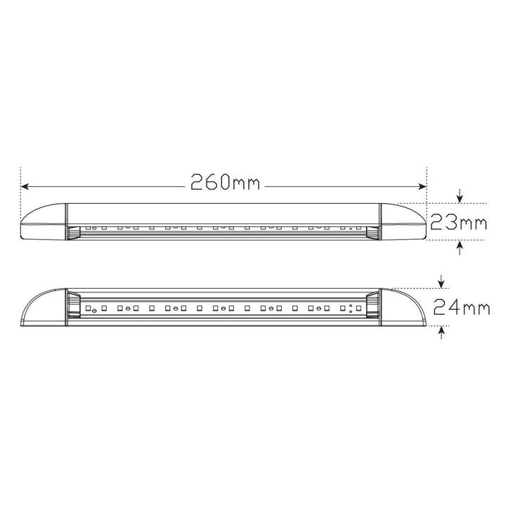 LED Autolamps Awning Lamp Black 24V 20cm Cable Blister Pack 23260/24