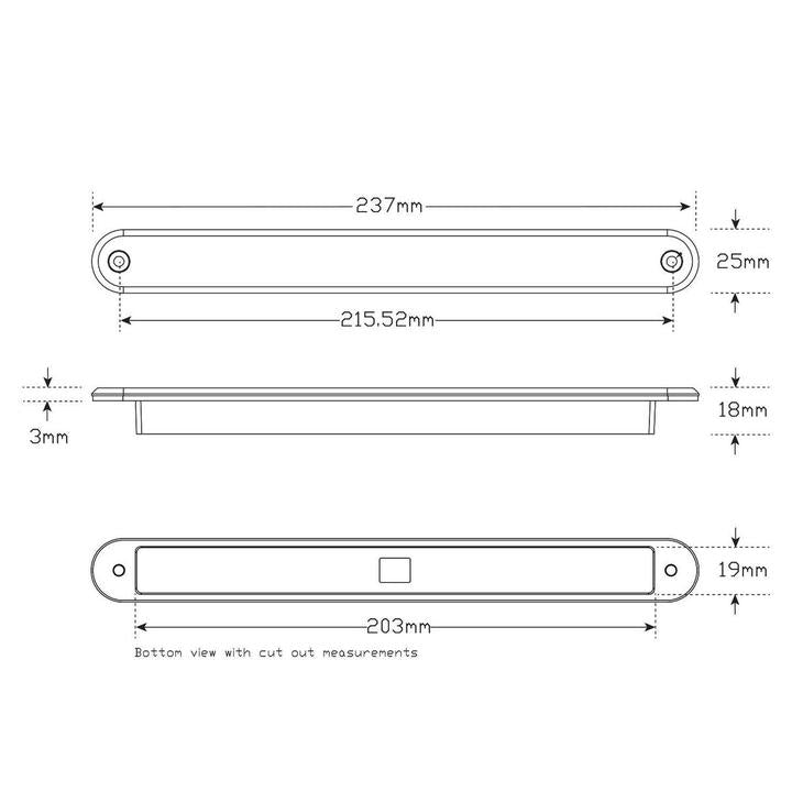 LED Autolamps Stop/Tail/Indicator Strip Light LED Rubber Grommet 12V 235AR12