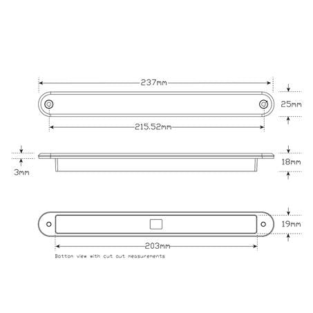 LED Autolamps Stop/Tail Strip LED Lamp Clear Lens 235CR12