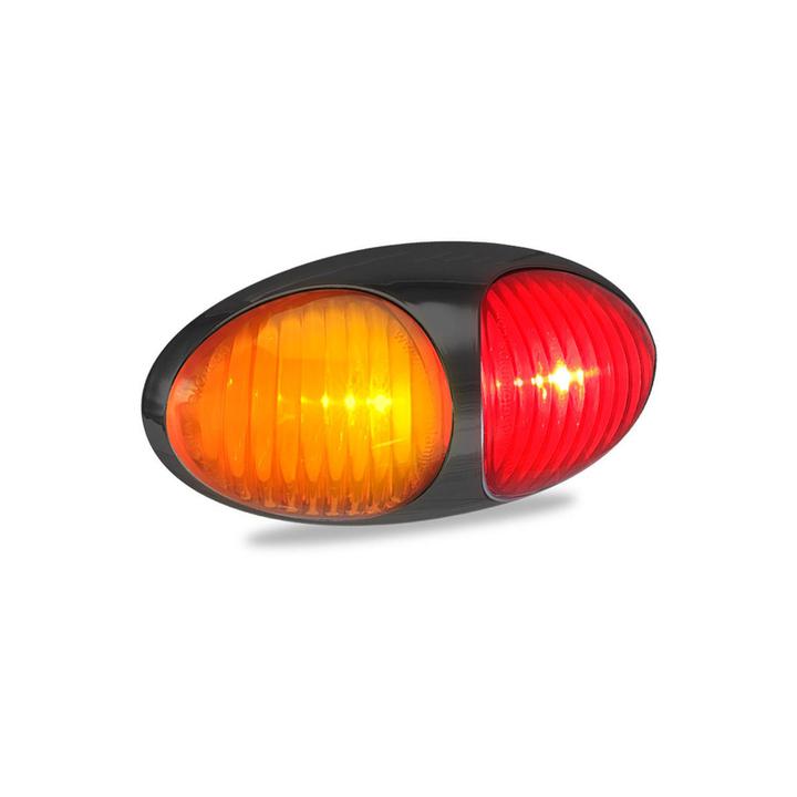 LED Autolamps Side Marker with Black Bezel Red/Amber 70x36x20mm Multi-volt 37ARM2P