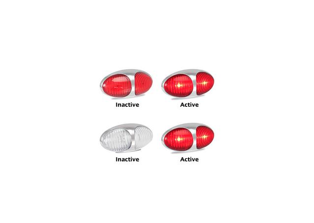 LED Autolamps Rear Marker with Chrome Bezel Red 70x36x20mm Multi-volt 37CRMB2P