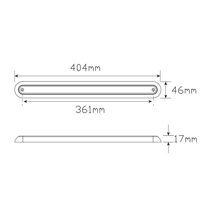 LED Autolamps Indicator Strip Lamp with Chrome Bracket 380 x 22mm 12V 380CA12