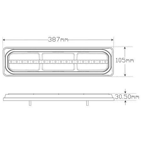 LED Autolamps Stop/Tail/Sequential-Indicator/Reverse 12/24V Assembly Chrome 3854ARWM-2