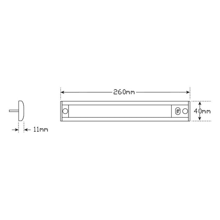 LED Autolamps Interior Strip Lamp with Touch Sensor Switch (MCU Circuitry) and Silver Base 260 x 40mm 12V 40260SMCU