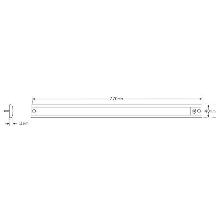 LED Autolamps Interior Strip Lamp with Touch Sensor Switch (MCU Circuitry) and Silver Base 770 x 40mm 12V 40770SMCU