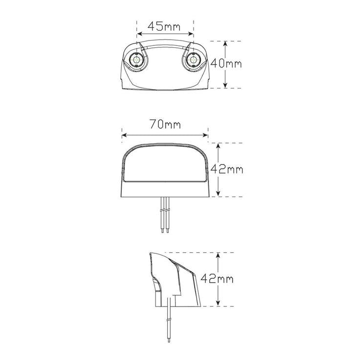 LED Autolamps Licence Plate Lamp with Black Housing 70x42x40mm 12-24V 41BLMB