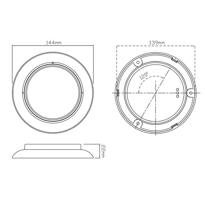 LED Autolamps Indicator Lamp Round with Chrome Bezel 12-24V 5543AM