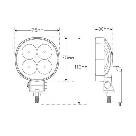 LED Autolamps Work/Reverse Lamp Round 12/24V 12W 7512BM