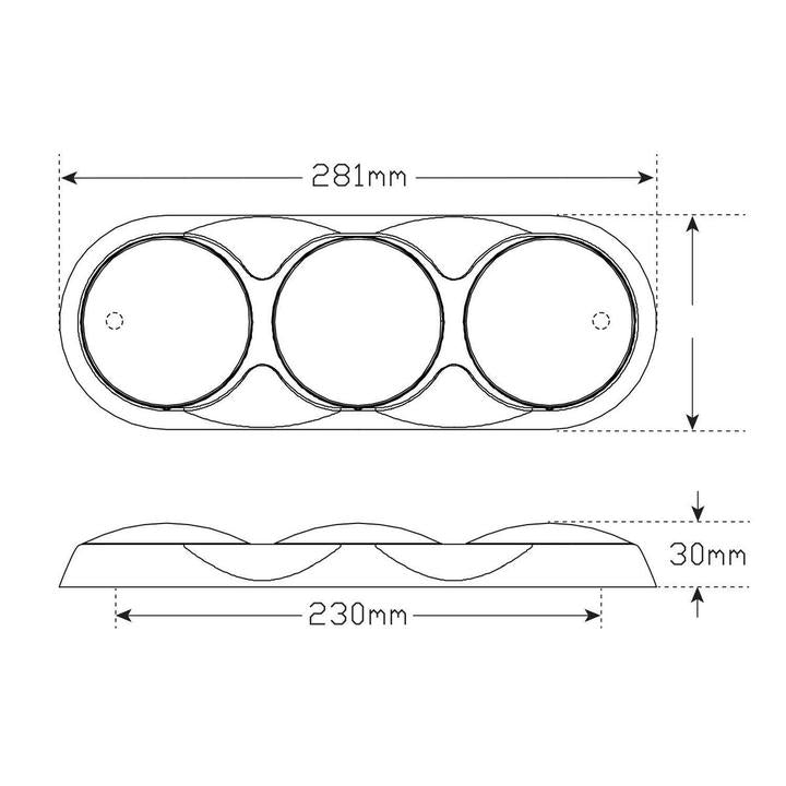 LED Autolamps Stop/Tail/Indicator LED Light 12V Chrome Bracket 281x101x30mm 82CARR