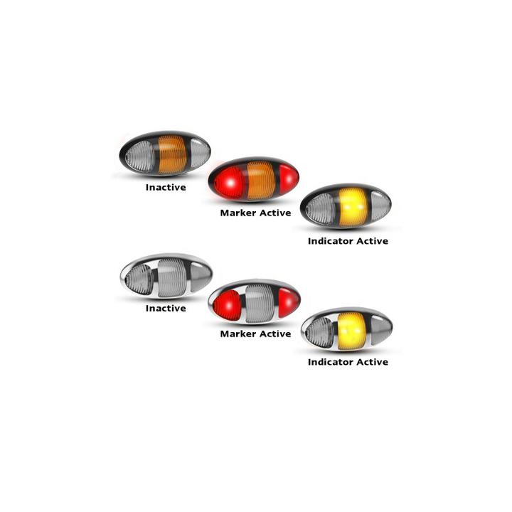 LED Autolamps Twin Function Rear Marker with Supplementary Rear Indicator and Chrome Bezel 97x45x28mm 12-24V 97CRIM