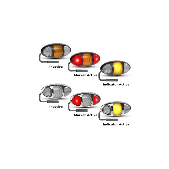 LED Autolamps Twin Function Rear Marker with Supplementary Rear Indicator, Black Bezel and 3P Harness Kit 97x45x28mm 12-24V 97RIMCSB
