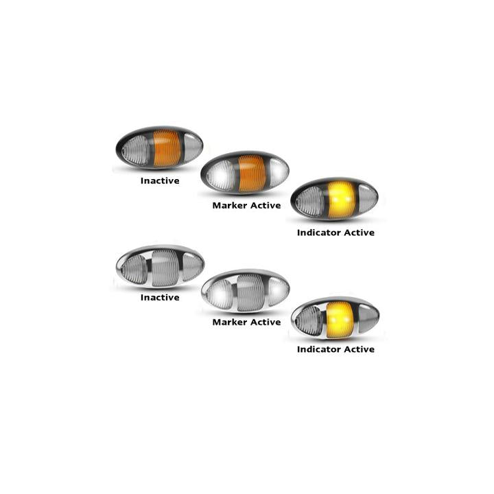 LED Autolamps Twin Function Front Marker with Supplementary Front Indicator and Black Bezel 99x47x28mm 12-24V 97WIM