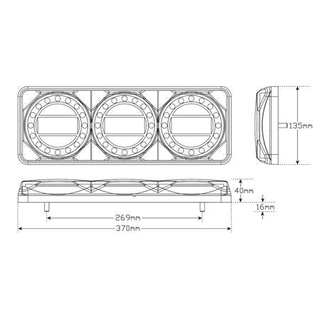 LED Autolamps Maxi Lamp Stop/Tail/Indicator/Reverse/Reflector 3 Series LED Light 12V SOMAXI2LR/450B