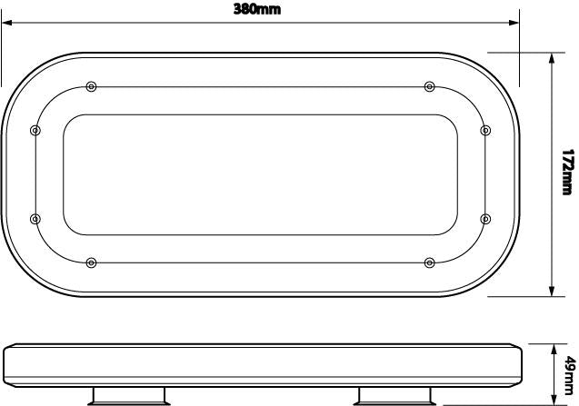 LED Autolamps Magnetic Vacuum Mount LED Clear Emergency Minibar 380mm x 172mm 12/24V