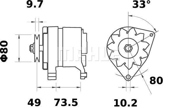 MAHLE Alternator 12V 33A MG 123