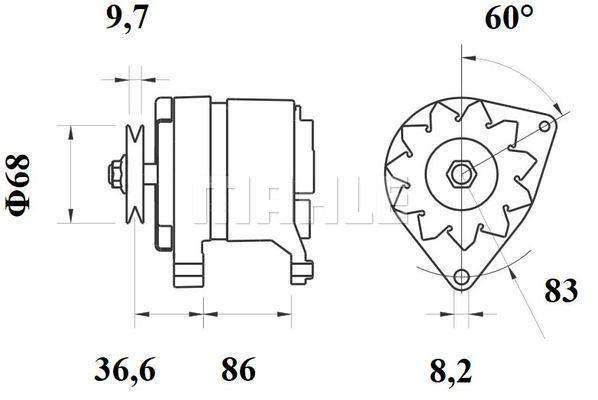 MAHLE Alternator 12V 55A MG 427