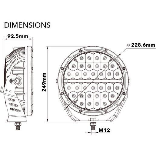 Maxi Trac 4x4 LED Spot Round Driving Light 12/24V 34 LED 9 Inch MTR-230