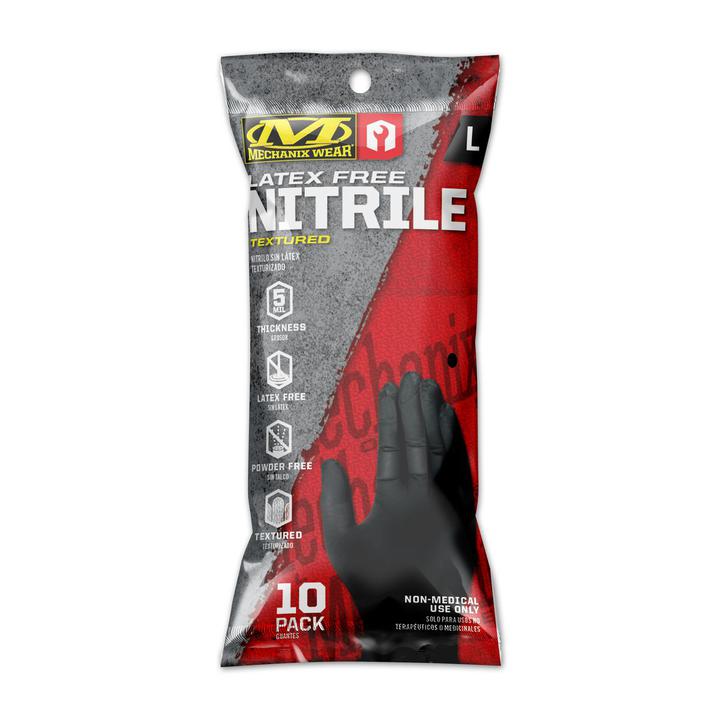 Mechanix Wear Nitrile Disposable Gloves Black Large 10pk
