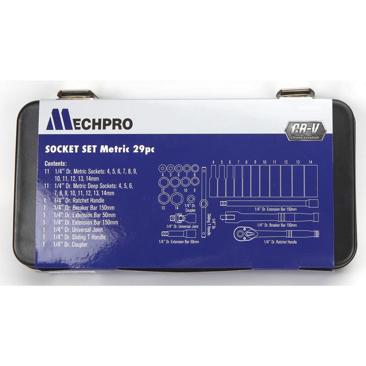 Mechpro Socket Set Metric 1/4In Drive 29pc