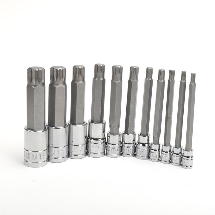 Mechpro Long Spline Socket Set 1/4In, 3/8In & 1/2In 11pc