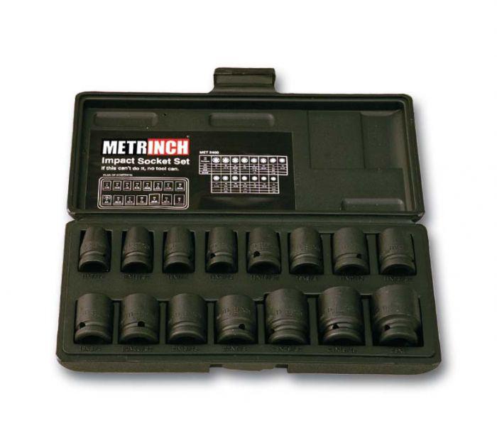 METRINCH Impact Socket Set 1/2"" Drive 15Pc MET-2400