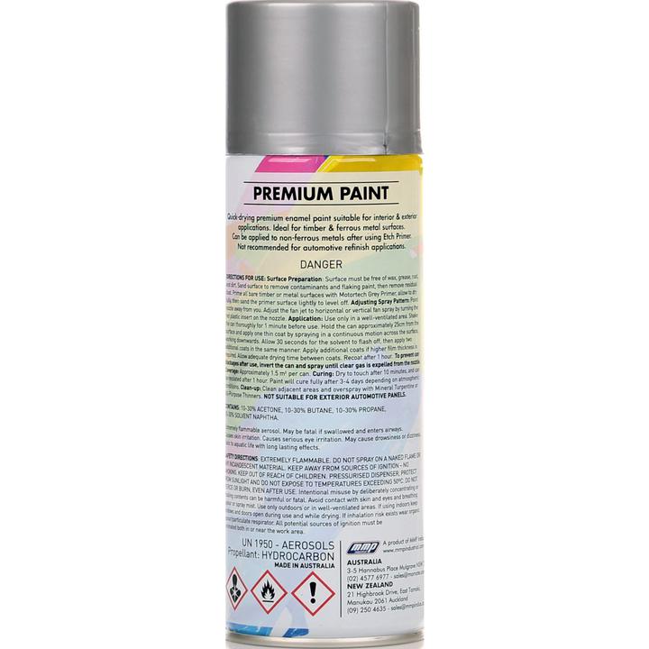 Motortech Aerosol Spray Enamel Silver 250g MT019